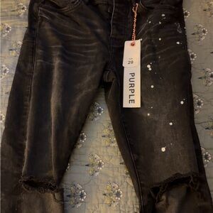 Purple Distressed Black Jeans
